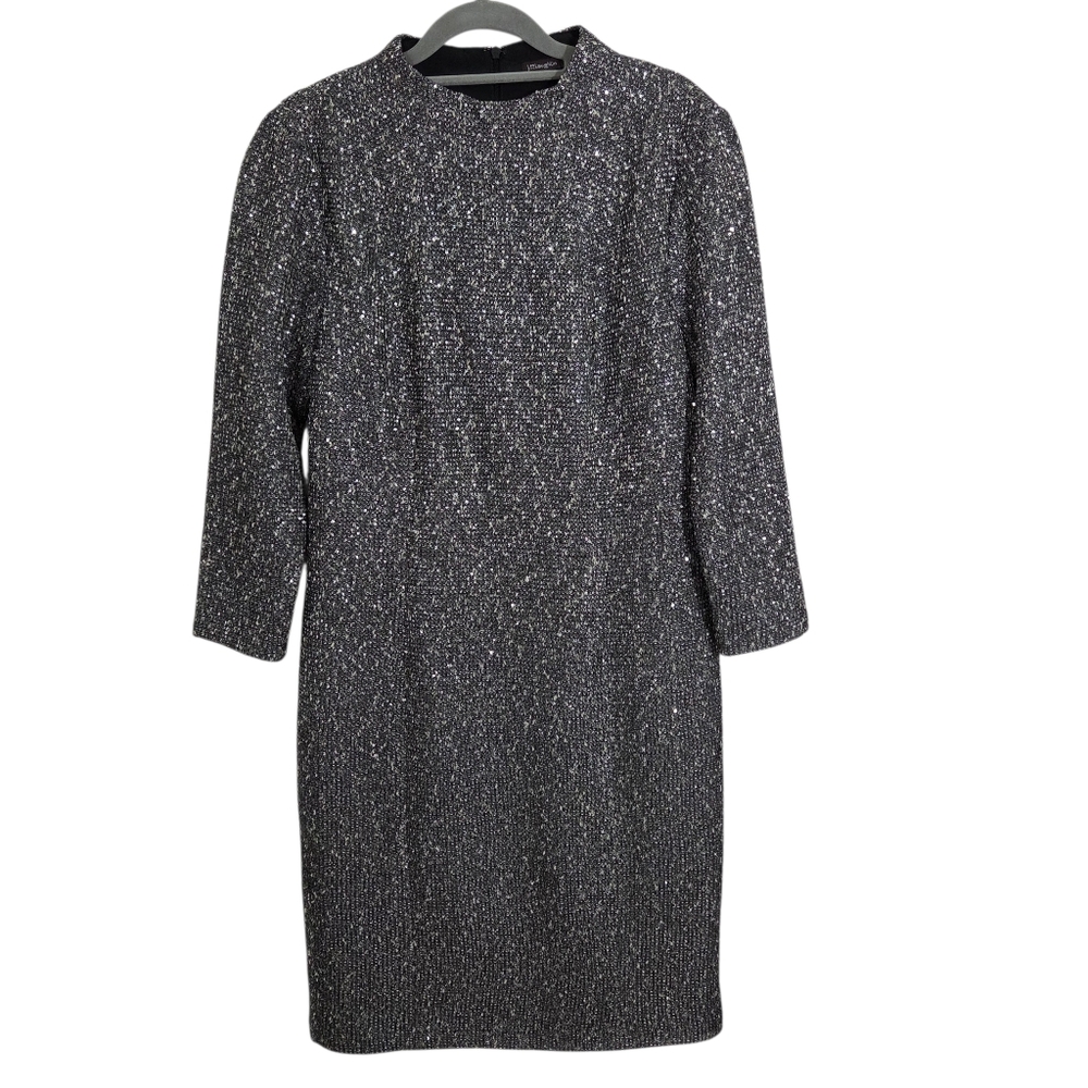 NWT J. McLaughlin Henrika Dress Charcoal Grey Sequin Size Medium Elegant Sparkly
